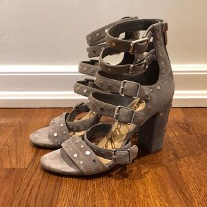 Sam Edelman Grey Studded Block Heels